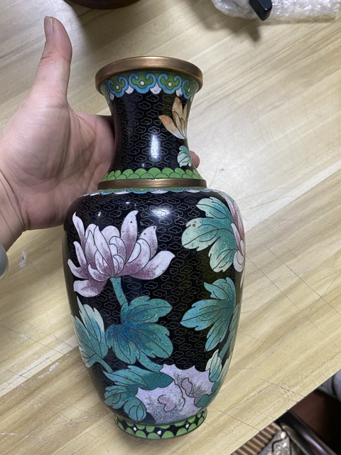 古玩銅器景泰藍瓶真品鑒賞圖