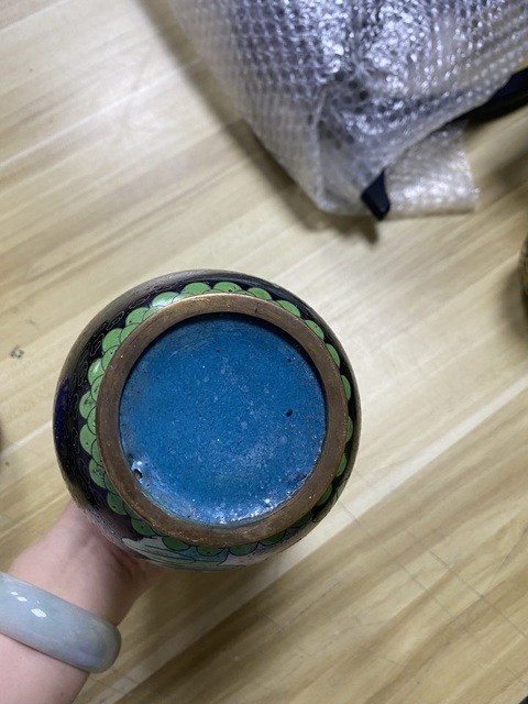 古玩銅器景泰藍瓶真品鑒賞圖