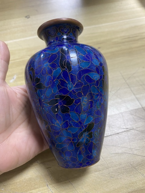 古玩銅器景泰藍瓶真品鑒賞圖