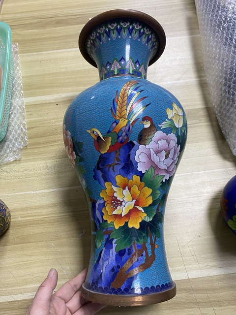 古玩銅器景泰藍銅賞瓶真品鑒賞圖