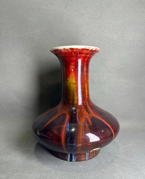 古玩陶瓷三陽(yáng)開(kāi)泰品種撇口瓶真品鑒賞圖