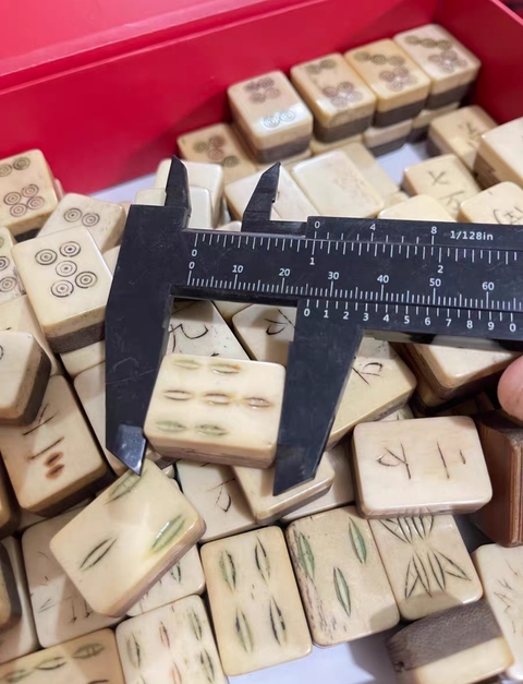 古玩雜項竹骨麻將真品鑒賞圖