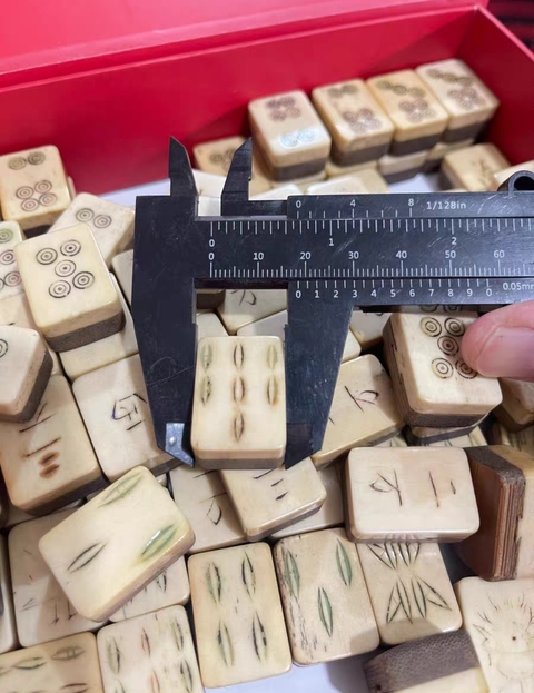 古玩雜項竹骨麻將真品鑒賞圖