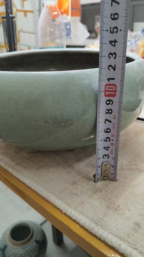 古玩陶瓷郎綠釉三足爐真品鑒賞圖