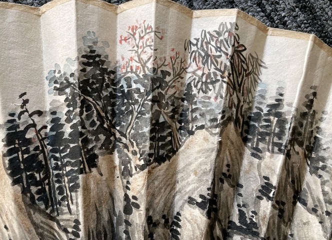 古玩字畫吳華源款書法山水扇面真品鑒賞圖