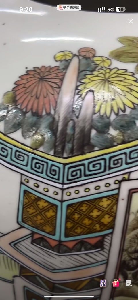 古玩陶瓷淺絳彩博古圖西瓜罐真品鑒賞圖