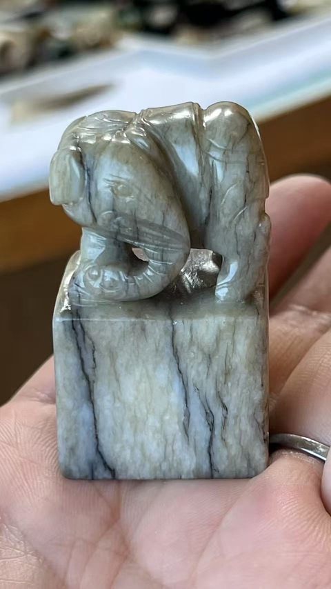 古玩玉器象紐玉印真品鑒賞圖