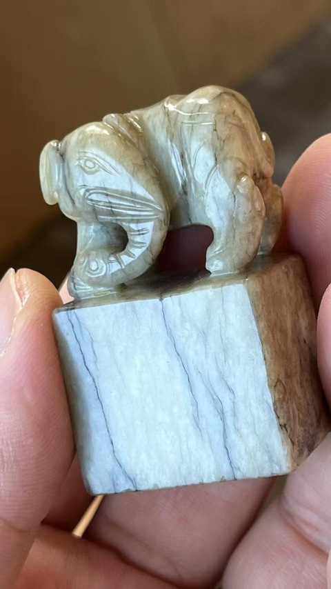 古玩玉器象紐玉印真品鑒賞圖