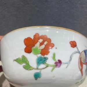 古玩陶瓷粉彩雉雞牡丹墩式碗真品鑒賞圖