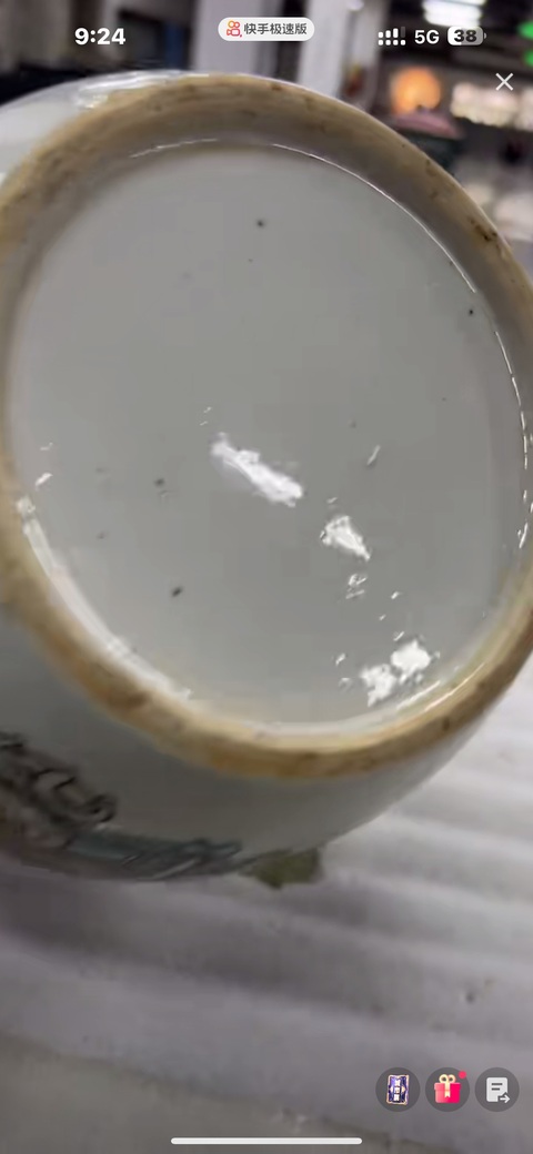 古玩陶瓷淺絳彩博古圖西瓜罐真品鑒賞圖