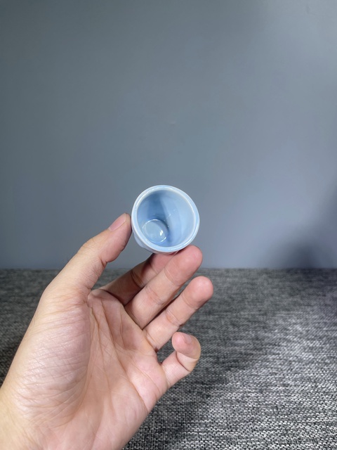 古玩陶瓷民國至創(chuàng)匯.天藍(lán)釉蓮花杯拍賣，當(dāng)前價(jià)格135元