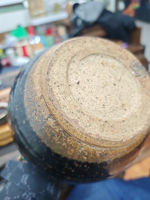 古玩陶瓷黑釉長(zhǎng)頸撇口瓶真品鑒賞圖
