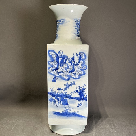 古玩陶瓷八仙圖青花天圓地方瓶真品鑒賞圖