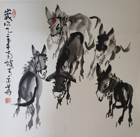 古玩字畫馬南坡《群驢》真品鑒賞圖