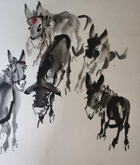 古玩字畫馬南坡《群驢》真品鑒賞圖
