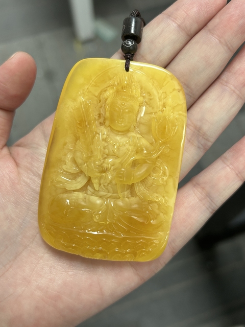 古玩玉器天然蜜蠟牌真品鑒賞圖