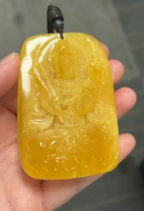 古玩玉器天然蜜蠟牌真品鑒賞圖