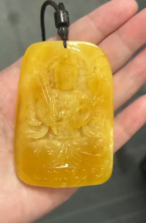 古玩玉器天然蜜蠟牌真品鑒賞圖
