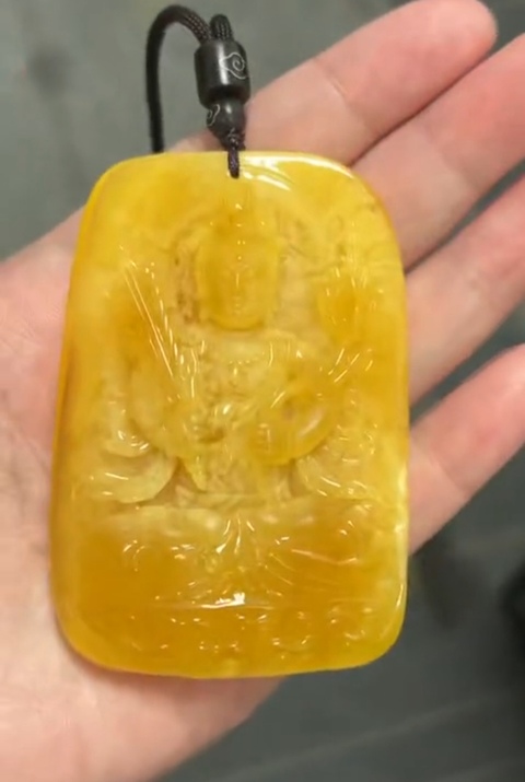 古玩玉器天然蜜蠟牌真品鑒賞圖
