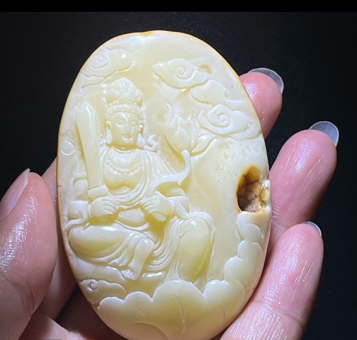 古玩玉器天然蜜蠟掛件真品鑒賞圖