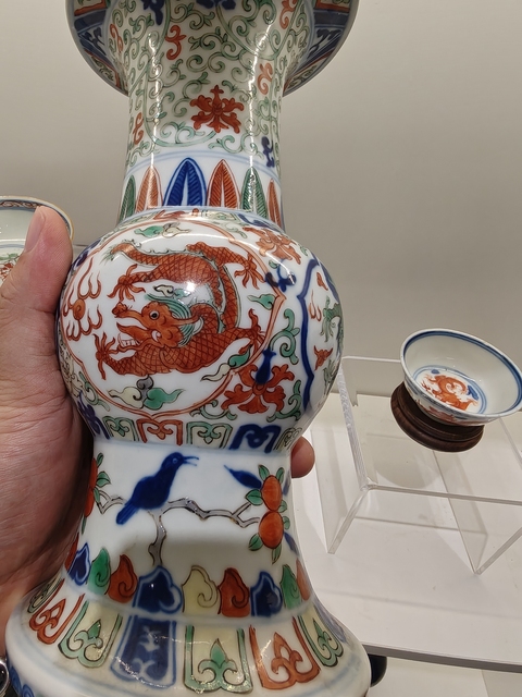 古玩陶瓷清光緒 五彩龍紋花觚真品鑒賞圖