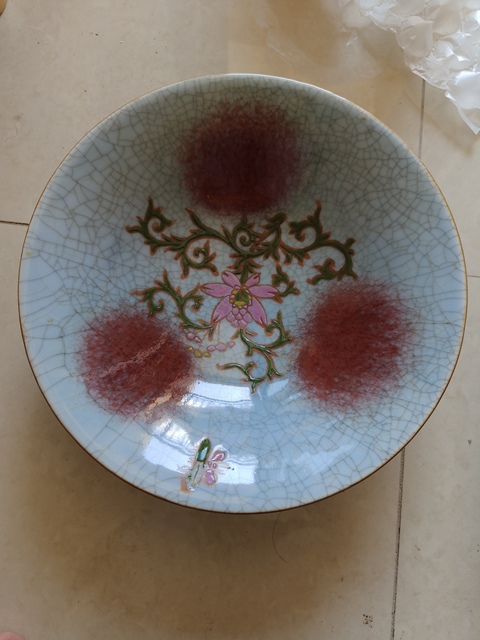 古玩陶瓷清晚·哥釉五彩龍紋撇口碗 真品鑒賞圖