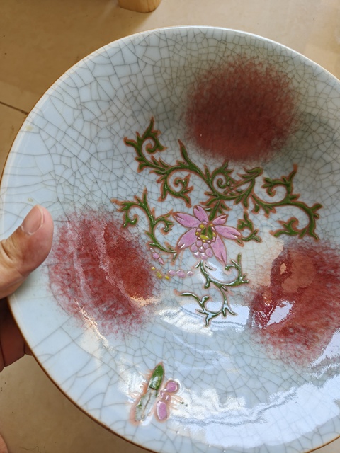 古玩陶瓷清晚·哥釉五彩龍紋撇口碗 真品鑒賞圖