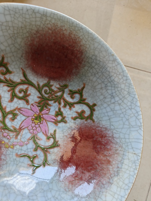 古玩陶瓷清晚·哥釉五彩龍紋撇口碗 真品鑒賞圖