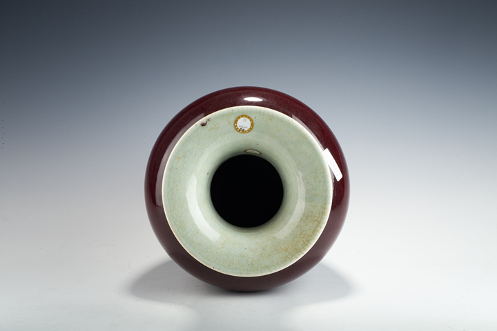 古玩陶瓷清晚·郎窯紅釉撇口尊真品鑒賞圖