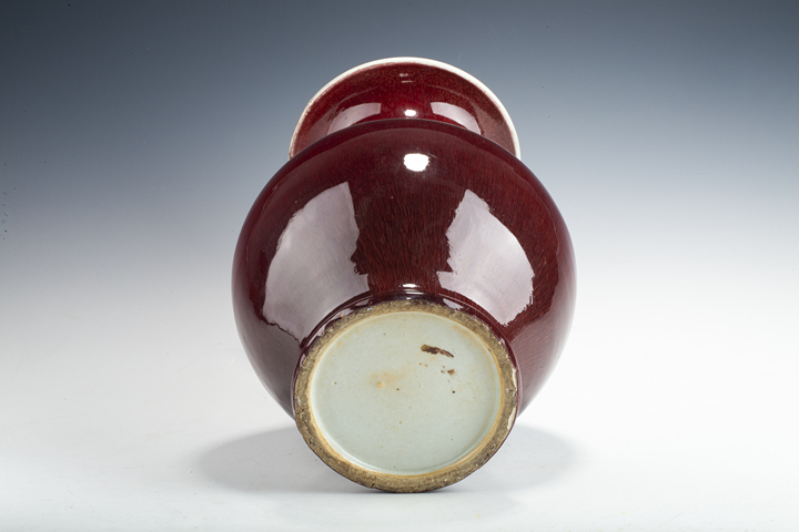 古玩陶瓷清晚·郎窯紅釉撇口尊真品鑒賞圖