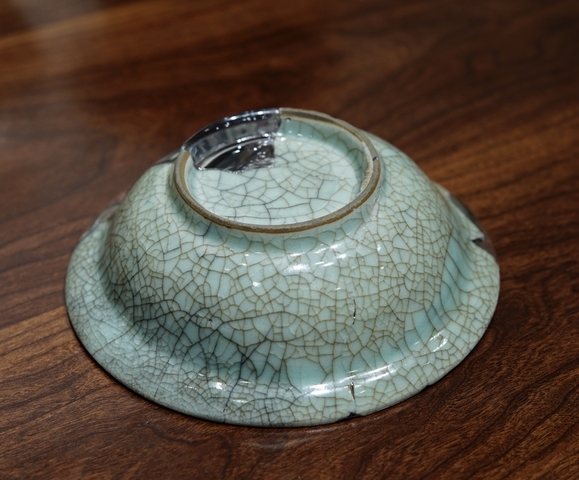 古玩陶瓷龍泉仿官窯雙魚洗真品鑒賞圖