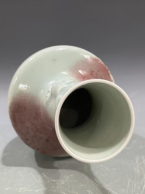 古玩陶瓷青釉紅彩竹耳撇口瓶真品鑒賞圖