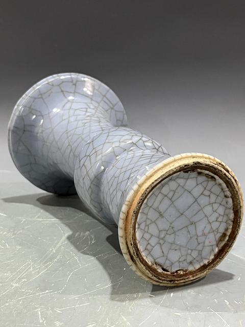 古玩陶瓷藍哥釉花觚真品鑒賞圖