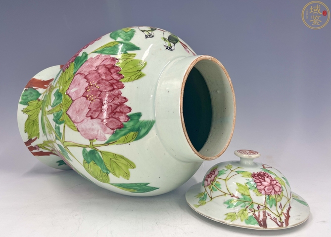 古玩陶瓷清晚期淺絳彩名家作“富貴白頭”將軍罐真品鑒賞圖