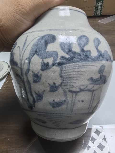古玩陶瓷青花山水人物紋蓋罐真品鑒賞圖