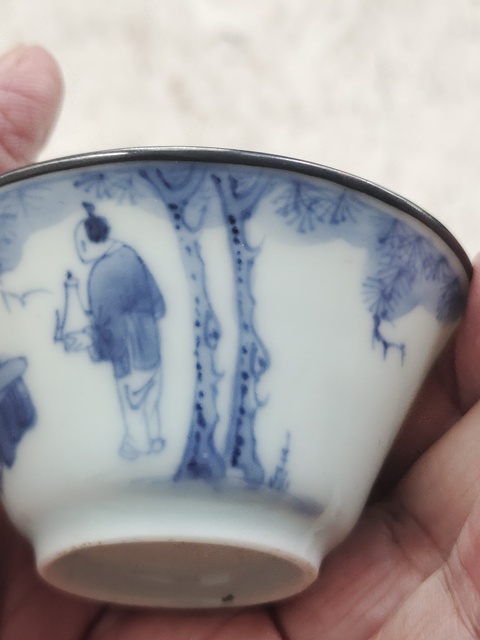 古玩陶瓷青花人物故事紋杯真品鑒賞圖