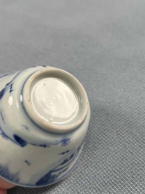 古玩陶瓷三娘教子圖青花杯真品鑒賞圖