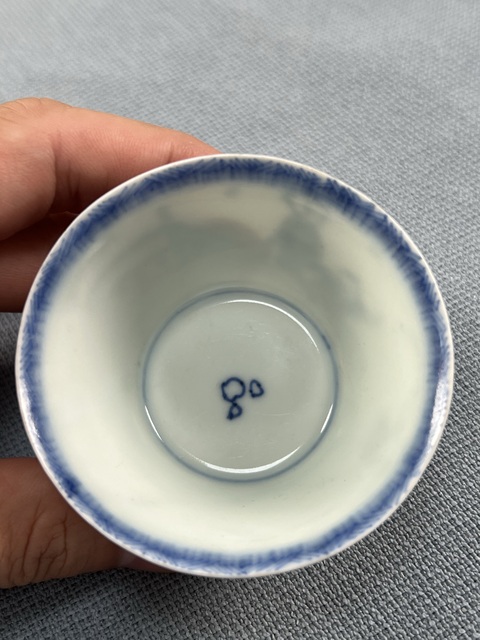 古玩陶瓷三娘教子圖青花杯真品鑒賞圖