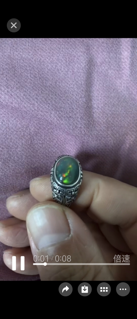 古玩玉器歐泊戒指真品鑒賞圖