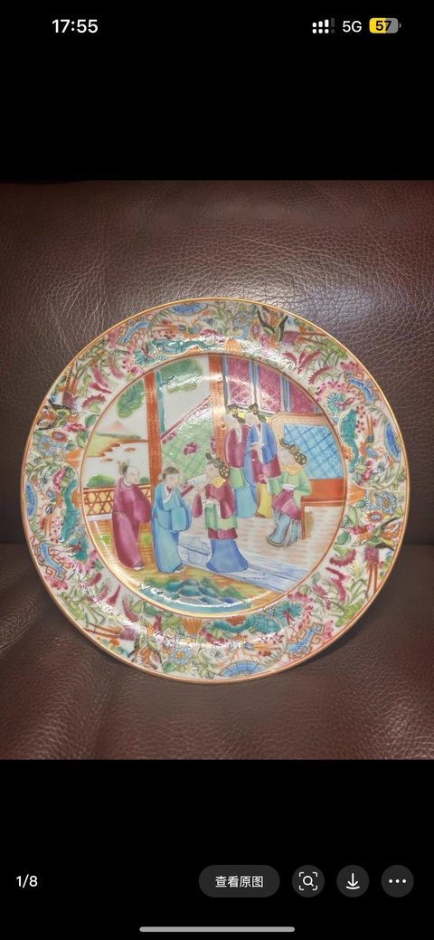 古玩陶瓷廣彩人物故事紋折腰盤(pán)真品鑒賞圖