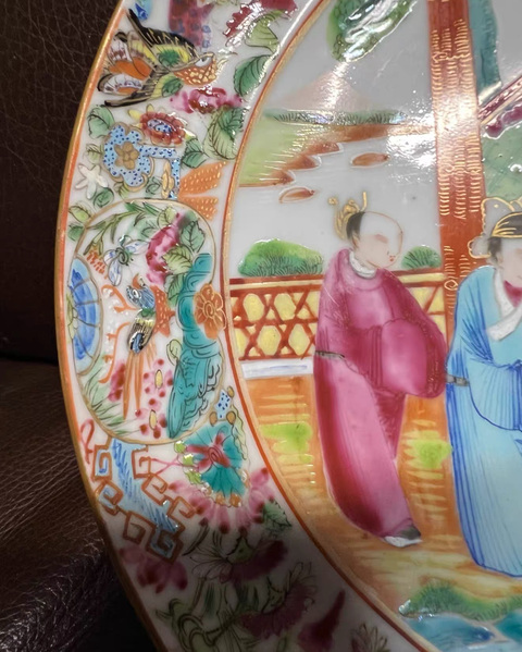 古玩陶瓷廣彩人物故事紋折腰盤(pán)真品鑒賞圖