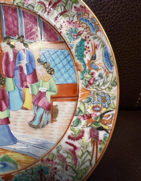 古玩陶瓷廣彩人物故事紋折腰盤(pán)真品鑒賞圖