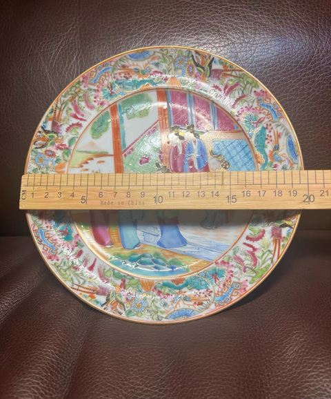 古玩陶瓷廣彩人物故事紋折腰盤(pán)真品鑒賞圖