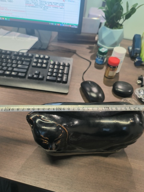 古玩陶瓷磁州窯黑釉貓兒枕真品鑒賞圖