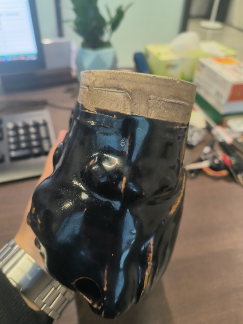 古玩陶瓷磁州窯黑釉貓兒枕真品鑒賞圖