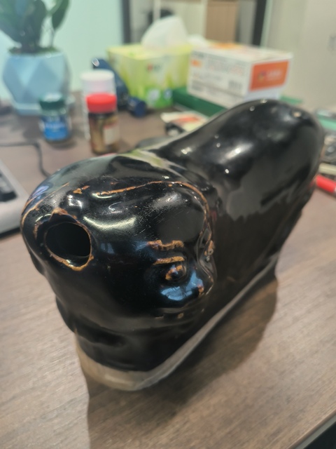 古玩陶瓷磁州窯黑釉貓兒枕真品鑒賞圖