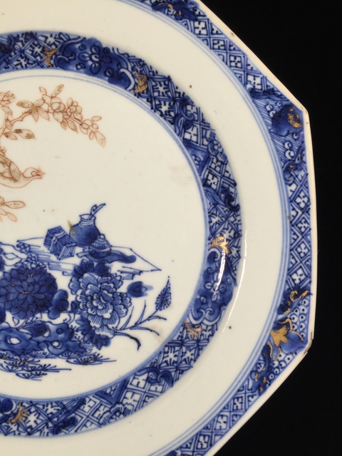 古玩陶瓷乾隆青花描金洞石花鳥紋八方盤拍賣,當(dāng)前價(jià)格1588元