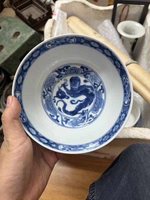 古玩陶瓷陋室銘青花碗真品鑒賞圖