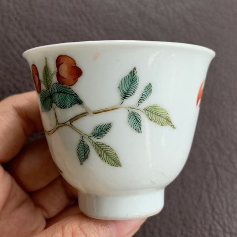 古玩陶瓷清道光 粉彩櫻桃紋杯真品鑒賞圖