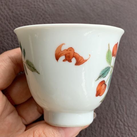 古玩陶瓷清道光 粉彩櫻桃紋杯真品鑒賞圖